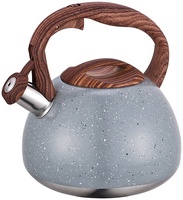 Bouilloire sifflante en acier inoxydable de 2,7 litres avec fond simple pour cuisinière, écologique, compatible lave-vaisselle, usage domestique, capacité 3L