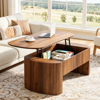 Table basse relevable ovale en chêne massif au design moderne Tenghang, grand espace de rangement, table centrale longue de luxe minimaliste