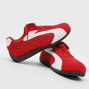 Zapatos Deportivos Casuales para Hombre, con Malla Transpirable, Cierre de Cordones y Punta Cerrada, Superficie de Cuero Sintético Color Rojo, para Entrenamiento y Carreras - Product Image 1