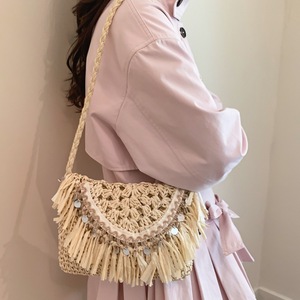 Ensemble <span class=keywords><strong>sac</strong></span> bandoulière <span class=keywords><strong>en</strong></span> <span class=keywords><strong>paille</strong></span> et chapeau <span class=keywords><strong>de</strong></span> <span class=keywords><strong>paille</strong></span> pour femme, style bohème, tissé à la main, <span class=keywords><strong>avec</strong></span> <span class=keywords><strong>pompon</strong></span> coquillage, idéal pour les vacances d'été à la <span class=keywords><strong>plage</strong></span> - Product Image 3