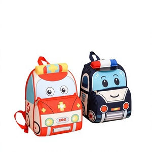 Nouveau style <span class=keywords><strong>Sac</strong></span> <span class=keywords><strong>à</strong></span> <span class=keywords><strong>dos</strong></span> scolaire Oxford pour enfants, motif géométrique tendance coréen, pour garçons et filles, réduisant la charge, avec motif voiture de police - Product Image 1