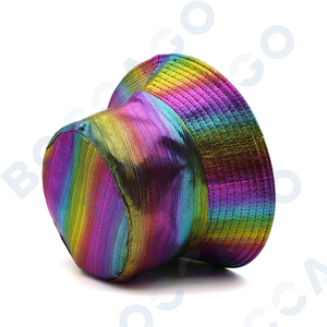 Chapeau Bob Métallique Holographique Arc-en-ciel Brillant Iridescent Couleur Laser Unisexe pour Festival, Soirée Rave et Protection Solaire - Product Image 4