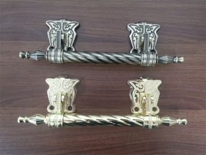 Scrigno manici funerari in metallo Color oro rame lunghi manici di <span class=keywords><strong>bara</strong></span> leggera di cofanetto altalena per accessori cofanetto - Product Image 2