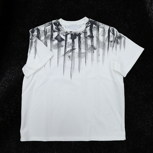 T-shirt imprimé à manches courtes pour homme, 100 % coton, col rond, coupe classique, streetwear décontracté, motif pinceau à encre, design personnalisé - Product Image 3