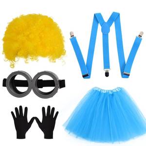 Cartoon 4Pcs Costume Accessories Adults-Yellow Beanie Hat/Goggles/<b>Gloves</b>/Suspenders for Halloween Dress up - Product Image 3