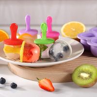 Moule à glaces en silicone à 7 cavités avec bâtonnets colorés pour glaces maison, matériau de qualité alimentaire adapté aux enfants