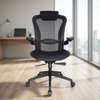 Chaise de bureau ergonomique moderne en maille avec accoudoirs réglables, appui-tête intégré, siège à haute résilience, pivotant et mécanisme d'inclinaison verrouillable