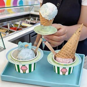 5oz 8oz biodegradabile Gelato bicchieri di carta con coperchi Logo stampato su misura alla rinfusa per Gelato Gelato negozio di imballaggi da asporto - Product Image 4