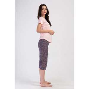 Traje de dormir capri ovalado de manga corta con cuello redondo para mujer - Product Image 2