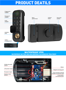 Serrure de porte numérique intelligente sans clé Tuya, design étanche avec contrôle par application, idéale pour les portails extérieurs et les portes métalliques - Product Image 6