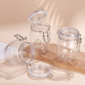 Bán Buôn Pet Nhựa <span class=keywords><strong>Container</strong></span> BPA Cấp Thực Phẩm Miễn Phí Rõ Ràng Lọ Với Kim Loại Khóa Có Nắp Đậy Cho Dưa Đóng Gói 100G 200G 300G 500G <span class=keywords><strong>1Kg</strong></span> - Product Image 3