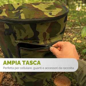 Panier en osier avec sac à dos camouflage 42x36x46 cm, panier de collecte amovible pour champignons, imperméable, pour usage extérieur - Product Image 5