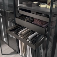 Armoire de chambre moderne de luxe en bois avec penderie coulissante, tiroir à bijoux et éclairage LED pour rangement en vrac