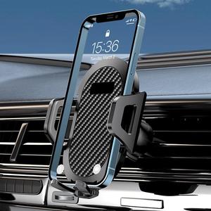 Superventas, gran oferta, soporte para teléfono móvil para coche, abrazadera Universal de fibra de carbono negra, soporte para Cable de carga, teléfono móvil para coche dos en uno - Product Image 3