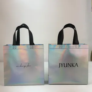 Custom Laminated Non-Woven Gift Bag Pearlized Laser Shopper Tote Bag Holographic Non Woven Bags for Shopping