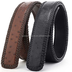 <span class=keywords><strong>Ceinture</strong></span> de luxe faite à la main de haute qualité en cuir noir et marron avec cuir d'autruche, <span class=keywords><strong>ceinture</strong></span> de 3,5 <span class=keywords><strong>cm</strong></span> de largeur, <span class=keywords><strong>105</strong></span> <span class=keywords><strong>cm</strong></span> de longueur, en vente - Product Image 1
