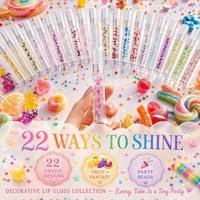 Kinderen Glitter Lipgloss Hydraterende Fruit-smaak 6 Kleuren Holografische Ster Goud Roze Zilver Rood Blauw Sparkle Shine Transparante Gel