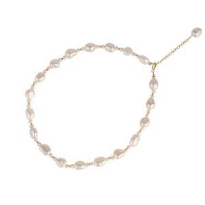 Collar de Perlas de Agua Dulce de Forma Barroca Natural con Gargantilla Chapada en Oro de 14K, Estilo Francés, Temperamento Nich - Product Image 5