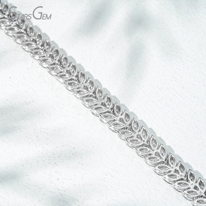IGI Starsgem 10.51ct 2,5*5mm Marquise Cut Lab Grown Diamond DEF VS Olive Branch Style 18K White Solid Gold Diamond Bracelet - Product Image 4