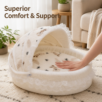 Lit berceau semi-fermé amovible et lavable pour chat et chien, toutes saisons, fournitures pour animaux de compagnie, expédition directe usine