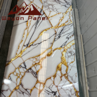Wayon Panel marmer tahan air dan tahan lembap PVC gaya populer digunakan sebagai latar belakang TV di ruang keluarga dalam ruangan