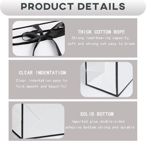 <b>Small</b> Business Wholesale Cardboard <b>Bag</b> Custom Logo <b>White</b> Paper Gift <b>Bag</b> with Ribbon Handle for Clothing Luxury Brand - Product Image 5