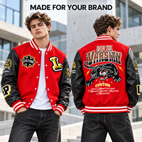 Blouson Teddy en polaire personnalisé avec broderie, blouson universitaire doux au toucher, blouson Letterman, corps en laine, manches en cuir, fabrication OEM