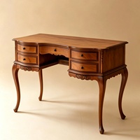 Vente directe usine – Bureau en bois massif de style rétro français, coiffeuse américaine sculptée avec pieds courbés, table ancienne personnalisable