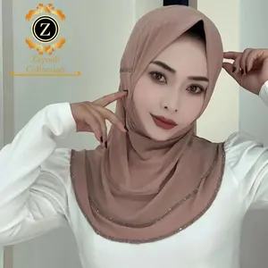 Zaynab, Алмазный шифоновый хиджаб, шляпка для женщин, мусульманского платья, хиджаб, шарф от Турции, Малайзии, мгновенный хиджаб