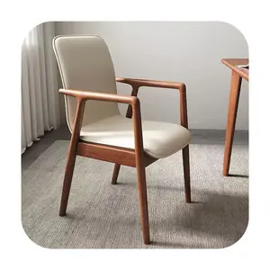 Chaise de salle à manger haut de gamme fauteuil arrière thé chaise moderne tout en bois massif chaises de salon confortables