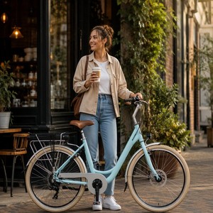 Vélo de ville électrique <span class=keywords><strong>Vinka</strong></span> C20 robuste avec cadre en aluminium de 26 pouces, 8 vitesses, freins à disque doubles MT200 36V, moyeu arrière, pour le transport et les trajets quotidiens, 15Ah - Product Image 3