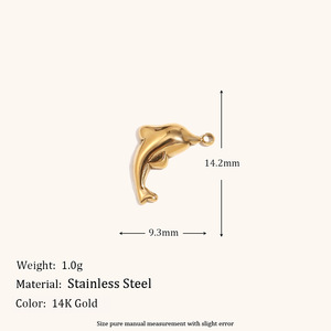 Collection de pendentifs Oceanic Glimmer Charm |   Acier inoxydable plaqué or 18K PVD : Pendentif dauphin, hippocampe, coquillage pour la fabrication de bijoux - Product Image 6