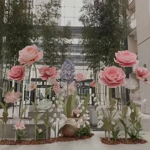 Carta organza personalizzabile in seta free-standing 20cm-150cm di diametro artificiale gigante fiore per decorazione matrimonio attivi