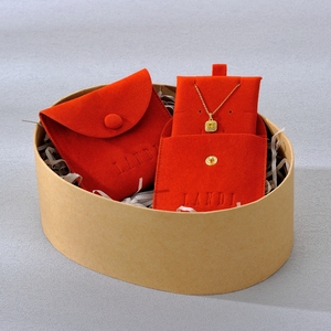 Velvet Custom Logo <b>Thick</b> Jewelry Pouch Metal Snap Button Suede Microfiber Custom Jewelry <b>Cards</b> Packaging Necklace Pouch - Product Image 3