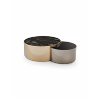 Table basse modulaire moderne de luxe en acier inoxydable écologique avec surface en marbre naturel pour salon et mobilier de maison