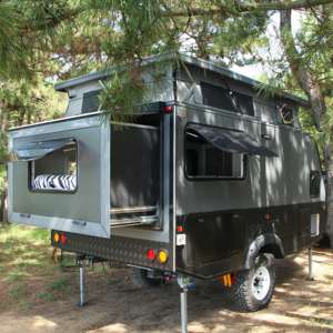 Nouveau design Caravan Pop Top Camper Van Remorque de voyage à double extension avec frein électrique pour le camping tout-terrain - Product Image 2