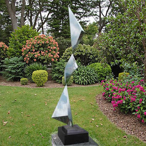 Escultura geométrica de Arte de metal de jardín de acero inoxidable con espejo moderno personalizado - Product Image 1