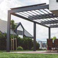 Pérgola Comercial de Aluminio con Techo de Láminas Motorizadas, Pabellón Impermeable para Jardín Exterior