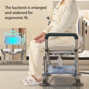 Modern Design Barrier-Free Bath <b>Stool</b> Fold-Out Metal Commode Chair for Elderly Wall-Mounted <b>Bathroom</b> Seat Shower Room Accessory - Product Image 3