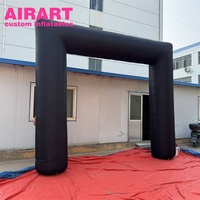 Arche carrée gonflable noire vierge, arche d'entrée gonflable en tissu Oxford sur mesure pour la promotion des compétitions sportives