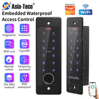 Serrure de porte intelligente Asia-Teco WiFi Tuya App avec clavier RFID intégré, étanche, en métal, contrôle d'accès