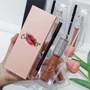 Kit de crayons rouge à lèvres liquide <span class=keywords><strong>2</strong></span> <span class=keywords><strong>en</strong></span> <span class=keywords><strong>1</strong></span> de marque privée, ensemble de brillant à lèvres mat longue durée de luxe avec emballage noir - Product Image 4