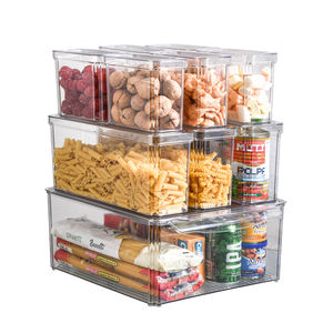 Set Of 10 Refrigerator Organizer Bins Stackable Fridge Clear Plastic Organizers for Freezer Kitchen
