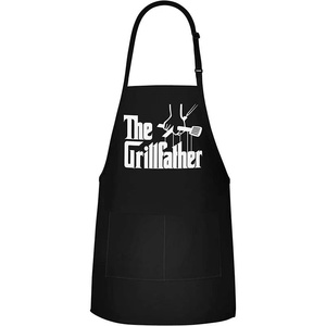 2025 biểu tượng tùy chỉnh bán buôn màu đen nhà hàng Vườn làm việc thịt nướng đầu bếp nhà bếp treo cổ Tạp dề với túi - Product Image 1