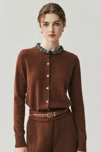 <span class=keywords><strong>Cardigan</strong></span> en cachemire 100% pour femmes, nouveau modèle d'automne et d'hiver, col rond, veste en tricot - Product Image 5