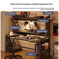 Bureau d'ordinateur de chambre à coucher avec étagères, bureau de jeu tout-en-un et ensemble chaise