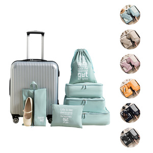 Clothing Organizer Travel <b>Storage</b> Bag Set Rectangle Portable For Trip Black Pink Blue - Product Image 3
