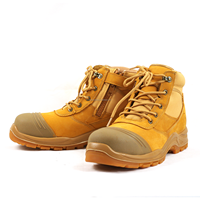 Bottes de sécurité hivernales à embout d'acier en cuir véritable mi-montantes avec semelle extérieure en PU/caoutchouc anti-perforation pour la construction et l'usine