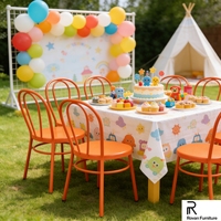 Chaise d'hôtel en fer à double anneau au design moderne pour enfants, chaise en métal durable pour événements et fêtes d'anniversaire