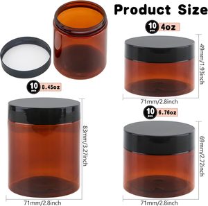 Custom 50ml-500ml Amber PET <b>Plastic</b> <b>Jar</b> with Lid for Cosmetic Lotion and Loose Powder in Screw Cap - Product Image 2